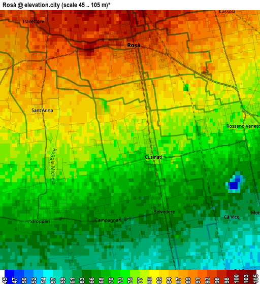 Rosà elevation map