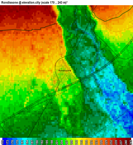 Rondissone elevation map