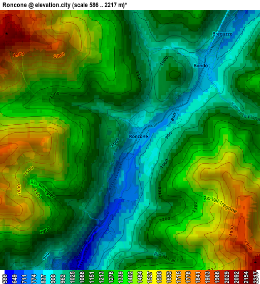 Roncone elevation map