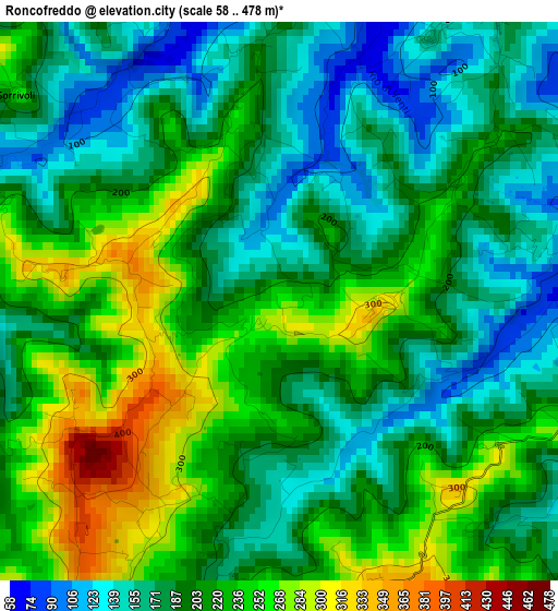 Roncofreddo elevation map