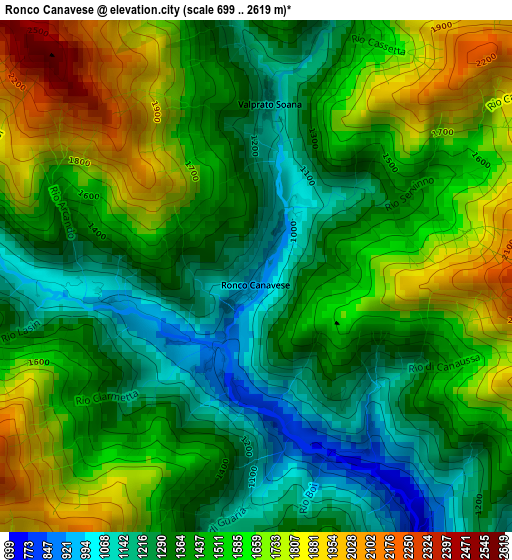 Ronco Canavese elevation map