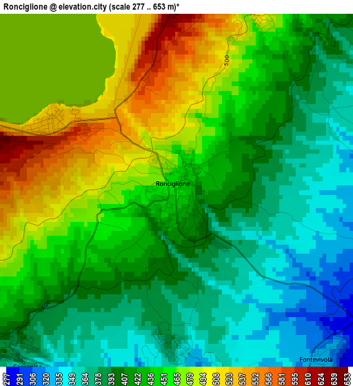 Ronciglione elevation map