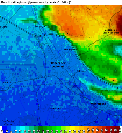 Ronchi dei Legionari elevation map