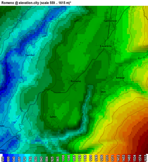 Romeno elevation map