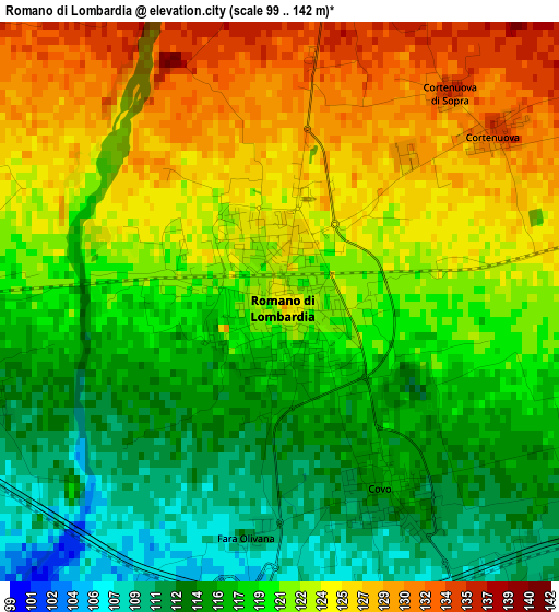 Romano di Lombardia elevation map