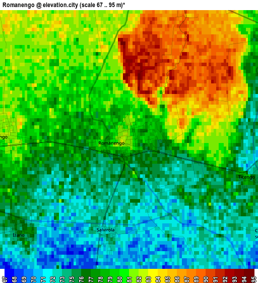 Romanengo elevation map