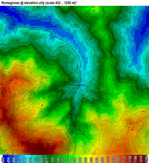 Romagnese elevation map