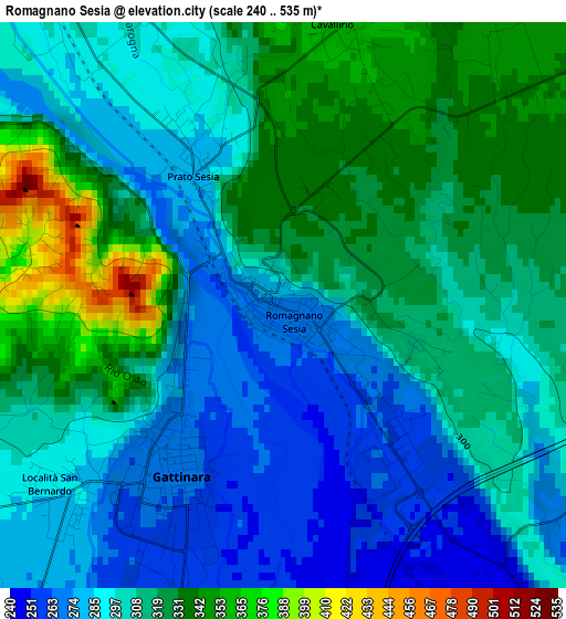 Romagnano Sesia elevation map