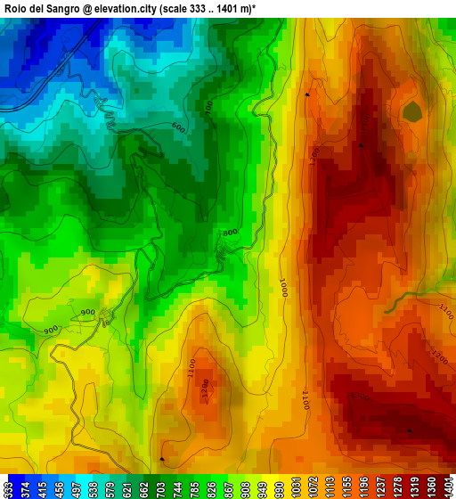 Roio del Sangro elevation map