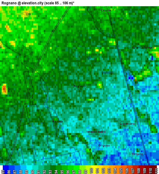 Rognano elevation map