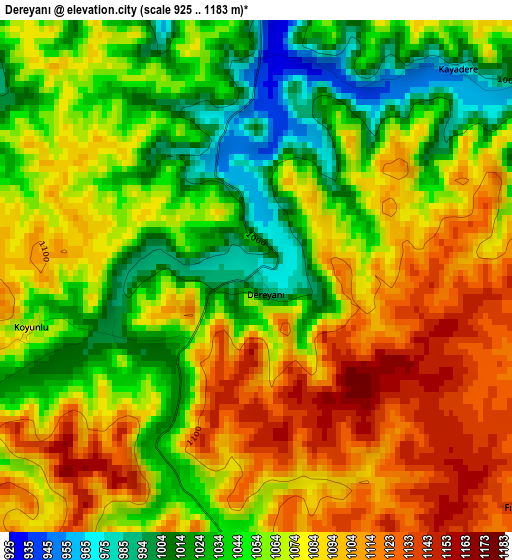 Dereyanı elevation map