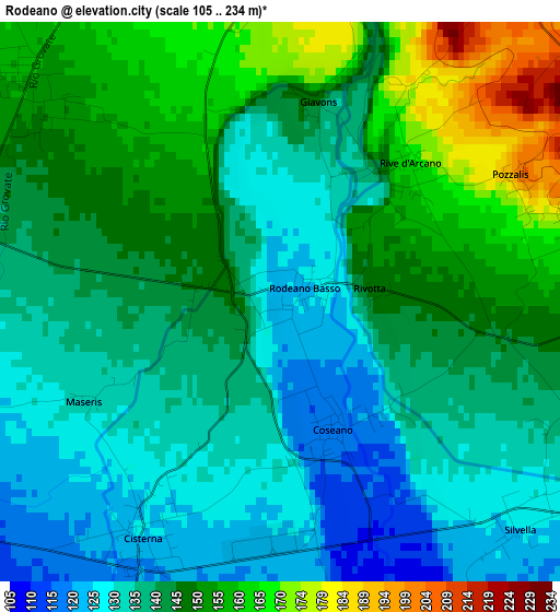 Rodeano elevation map