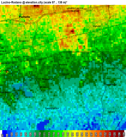 Lucino-Rodano elevation map