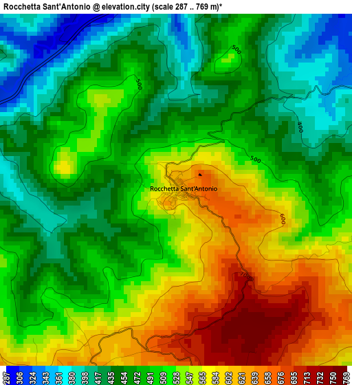 Rocchetta Sant'Antonio elevation map