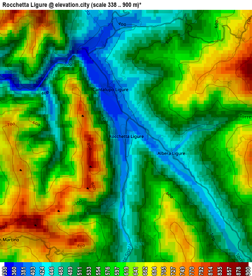 Rocchetta Ligure elevation map