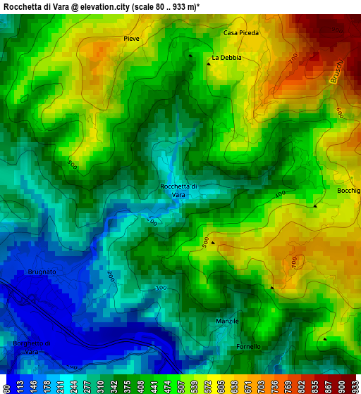 Rocchetta di Vara elevation map