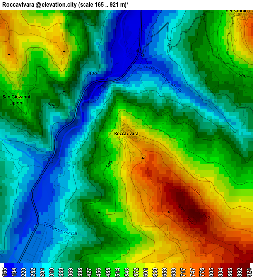 Roccavivara elevation map