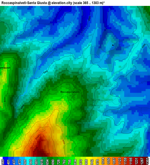 Roccaspinalveti-Santa Giusta elevation map