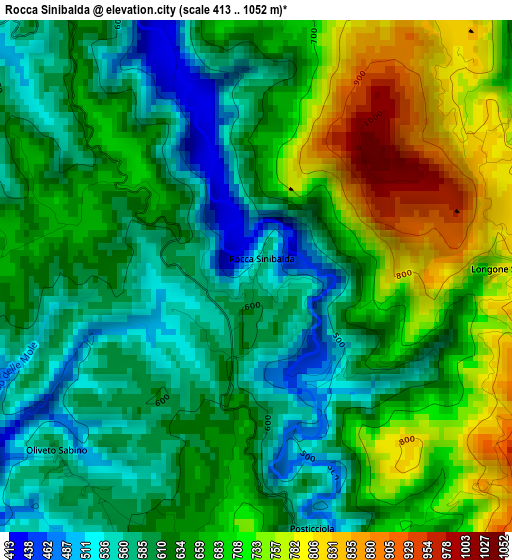 Rocca Sinibalda elevation map