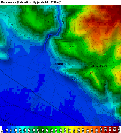 Roccasecca elevation map