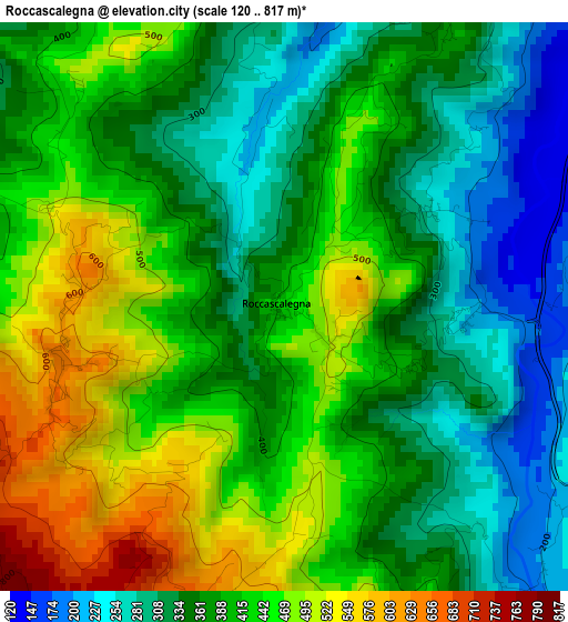 Roccascalegna elevation map