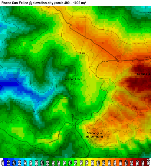 Rocca San Felice elevation map