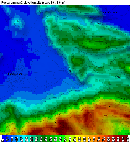 Roccaromana elevation map