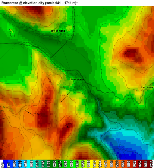 Roccaraso elevation map