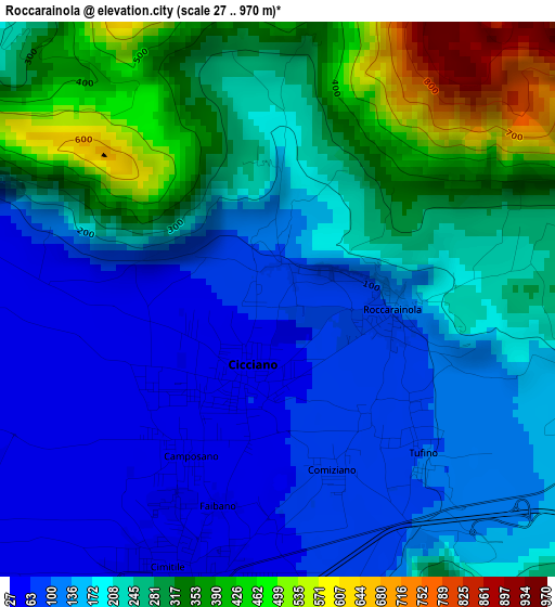 Roccarainola elevation map