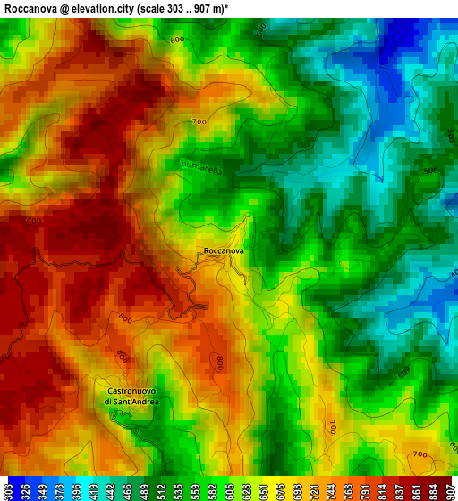 Roccanova elevation map