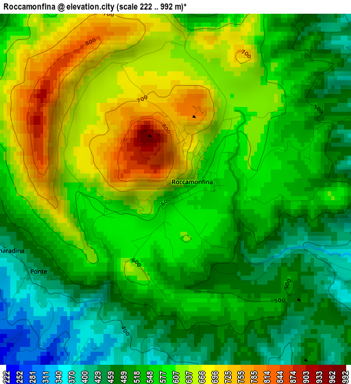 Roccamonfina elevation map