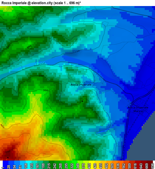 Rocca Imperiale elevation map