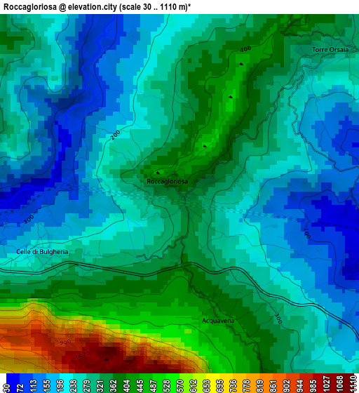 Roccagloriosa elevation map