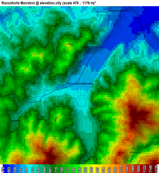 Roccaforte Mondovì elevation map
