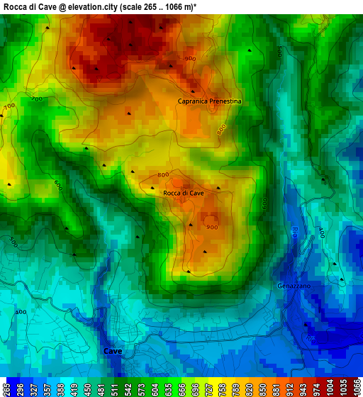 Rocca di Cave elevation map