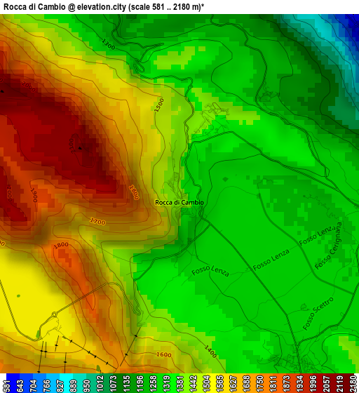 Rocca di Cambio elevation map