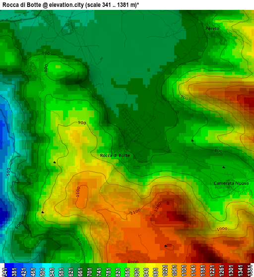 Rocca di Botte elevation map