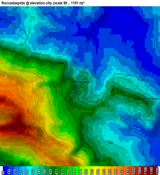 Roccadaspide elevation map