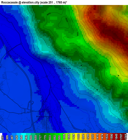 Roccacasale elevation map