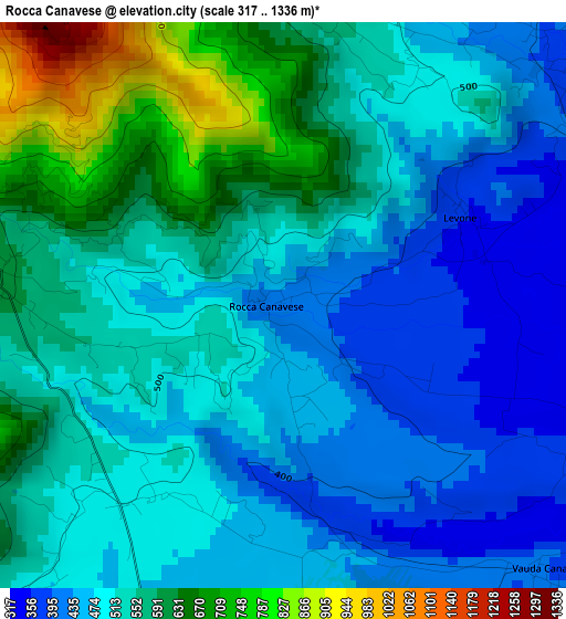 Rocca Canavese elevation map