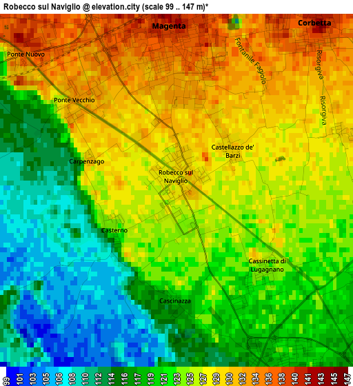 Robecco sul Naviglio elevation map