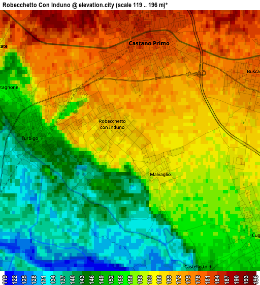 Robecchetto Con Induno elevation map