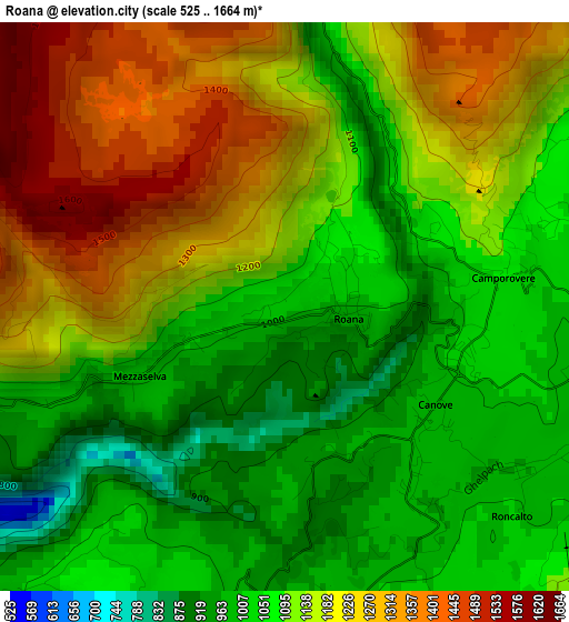 Roana elevation map