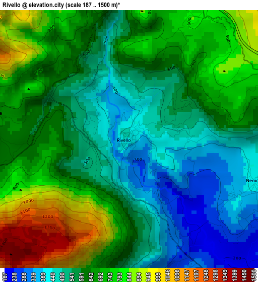 Rivello elevation map