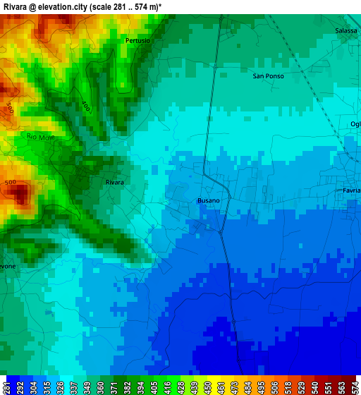 Rivara elevation map