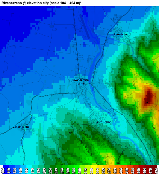 Rivanazzano elevation map