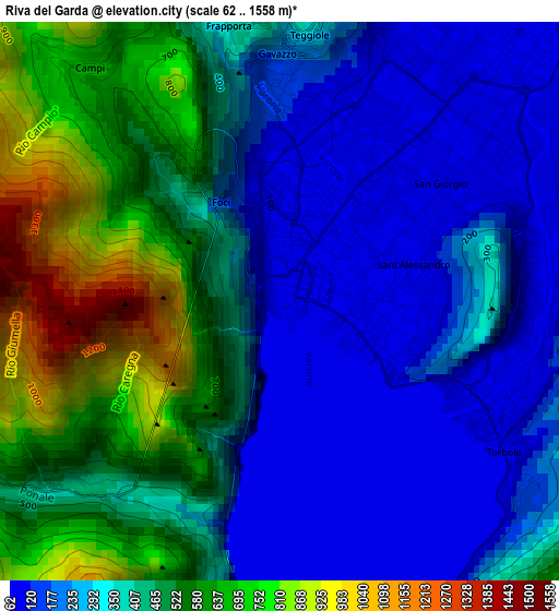 Riva del Garda elevation map