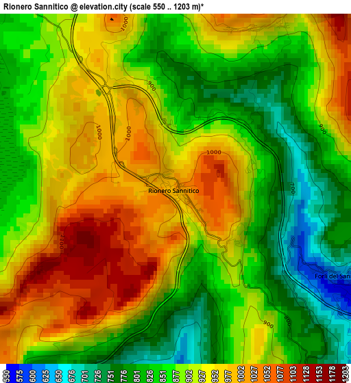 Rionero Sannitico elevation map