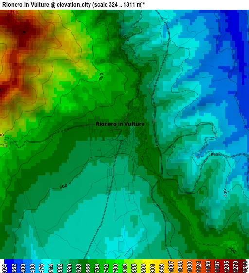 Rionero in Vulture elevation map