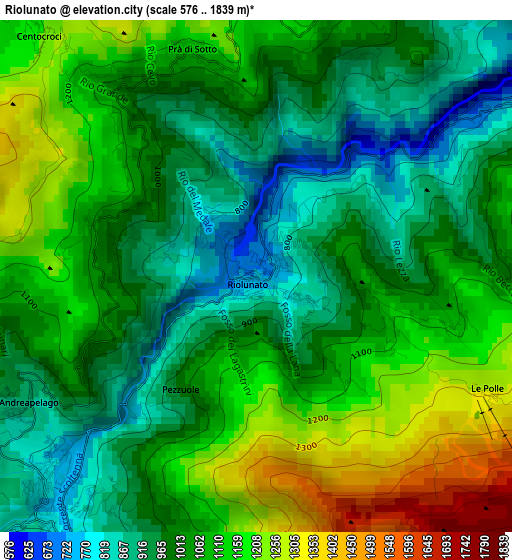 Riolunato elevation map